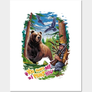 The Encounter bear hunting humorous Posters and Art